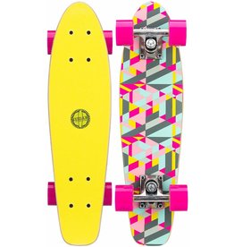 NIJDAM PENNY BOARD "HOUT" Fluorgeel/Magenta/Grijs