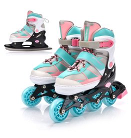 METEOR METEOR INLINE SKATES/SCHAATSEN 2 W 1 INVERT, BLUE/PINK
